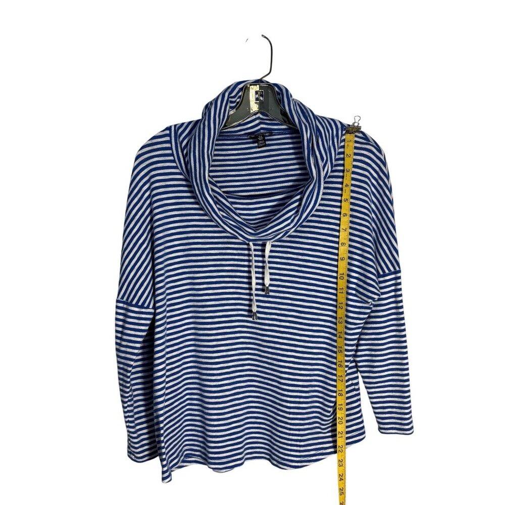 Jones New York Blue & White Striped Cowl Neck Long Sleeve Top M - Picture 4 of 8